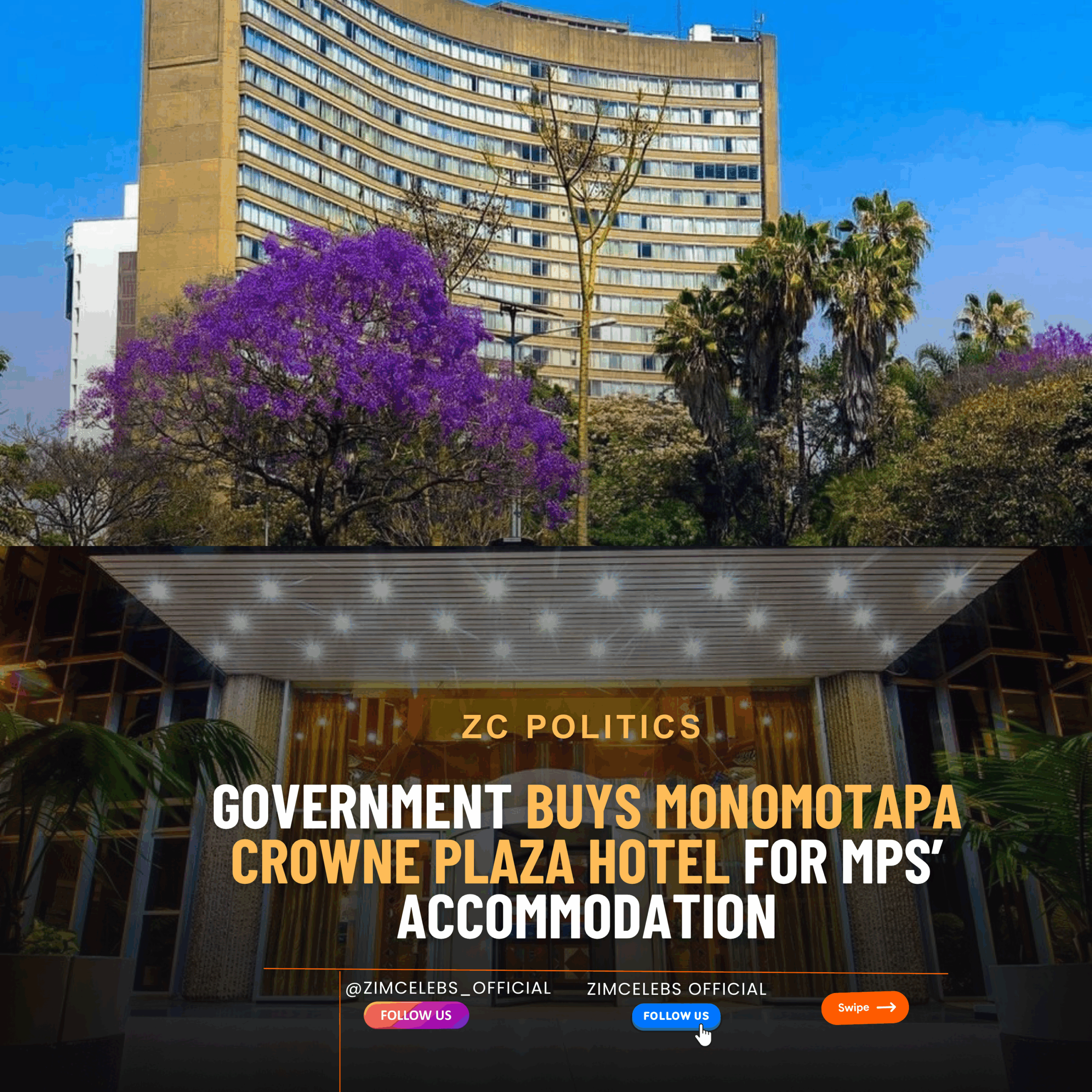 Government Buys Monomotapa Crowne Plaza Hotel for MPs’ Accommodation