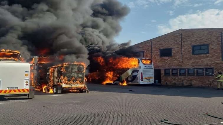 Greyhound Buses Burnt in Jet Park Depot Fire