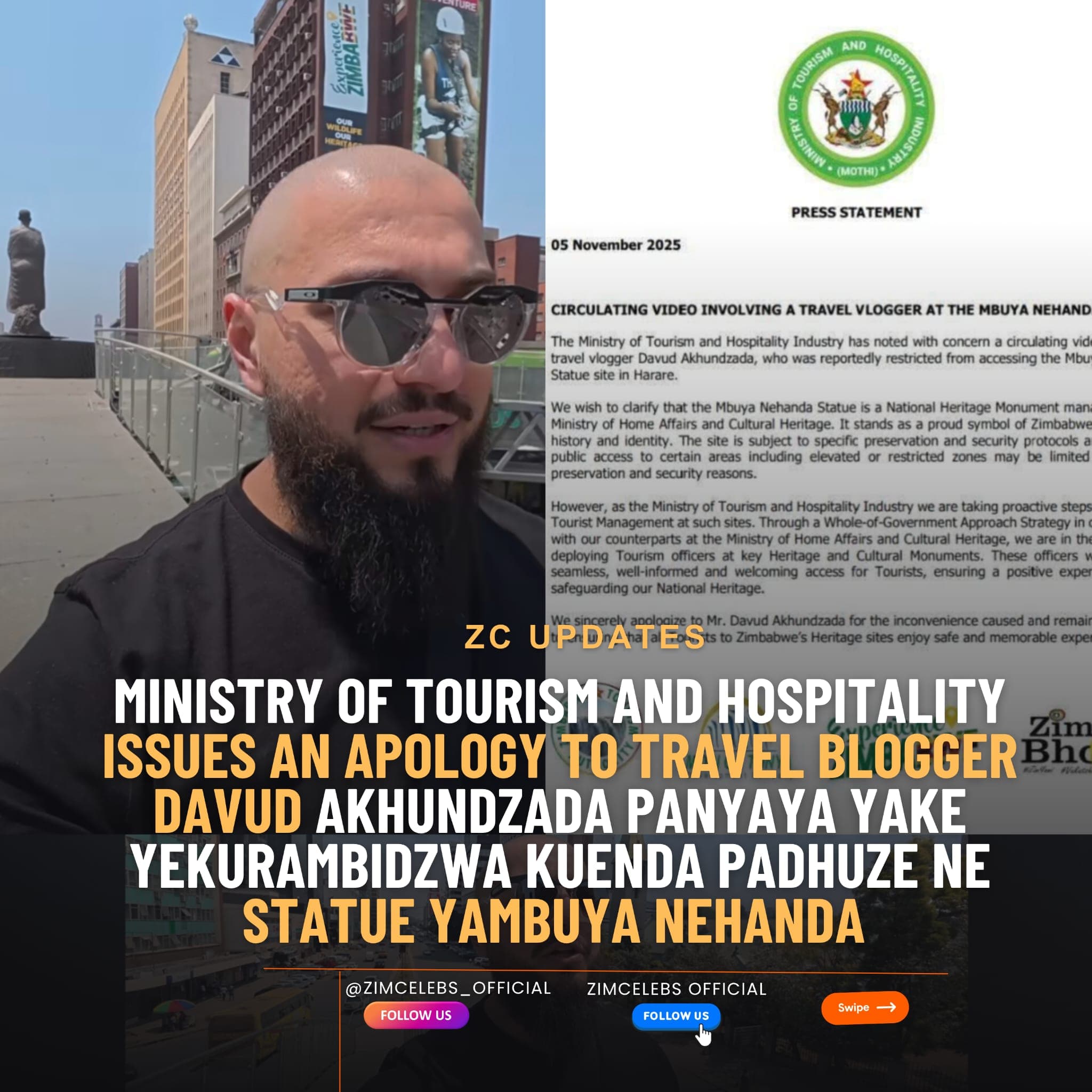 Tourism Ministry Responds After Travel Vlogger Barred from Accessing Mbuya Nehanda Statue