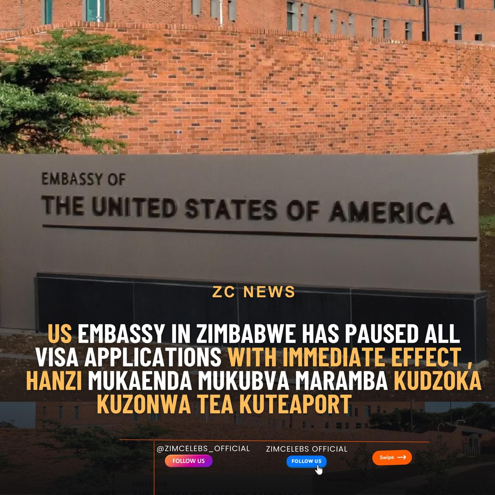 U.S. Embassy Halts Most Visa Processing in Zimbabwe Over Overstay Concerns